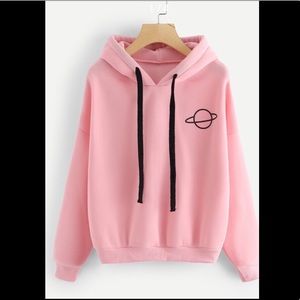 Planet Print Drop Shoulder Hoodie